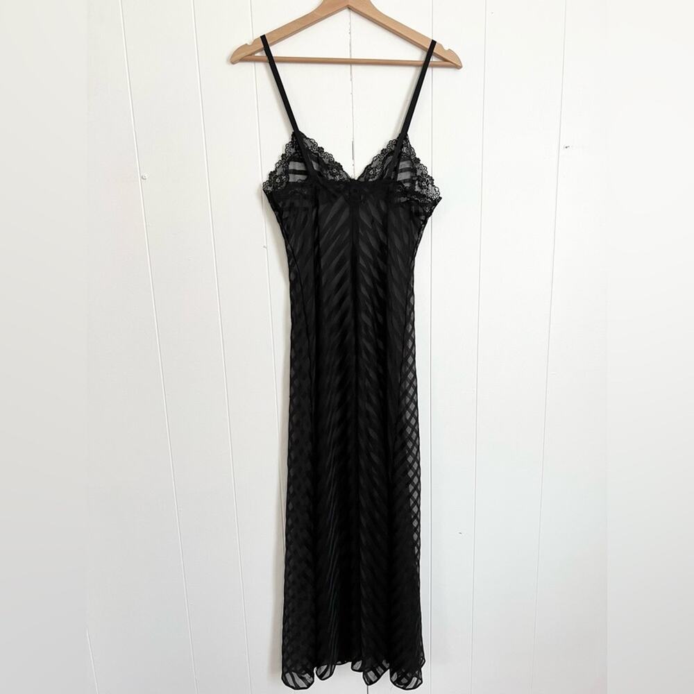 Vintage black nightgown night dress stripe goth punk layered moto bikercore - Picture 7 of 7